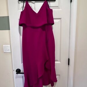 Aqua Asymmetrical Magenta Dress